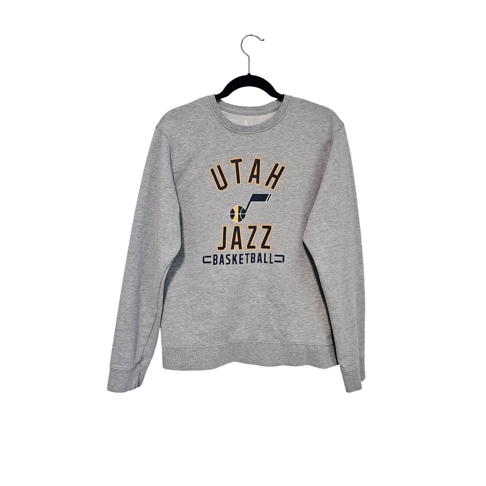 Fanatics Utah Jazz NBA Sweatshirt Mens Medium Grey Fleece Pullover Basketball ~